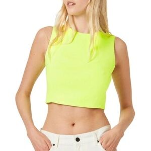 French Connection Neon Whisper Crop Top Yellow/Green 🔆🍀